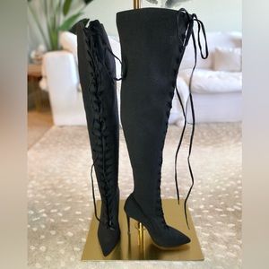 Aldo thigh high lace up boots
